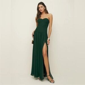 Reformation Leilani Dress in Dark Green Size 8